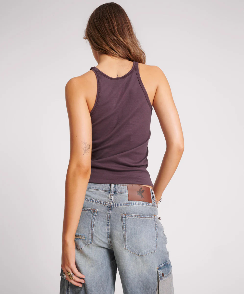 Fine Rib Singlet - Plum