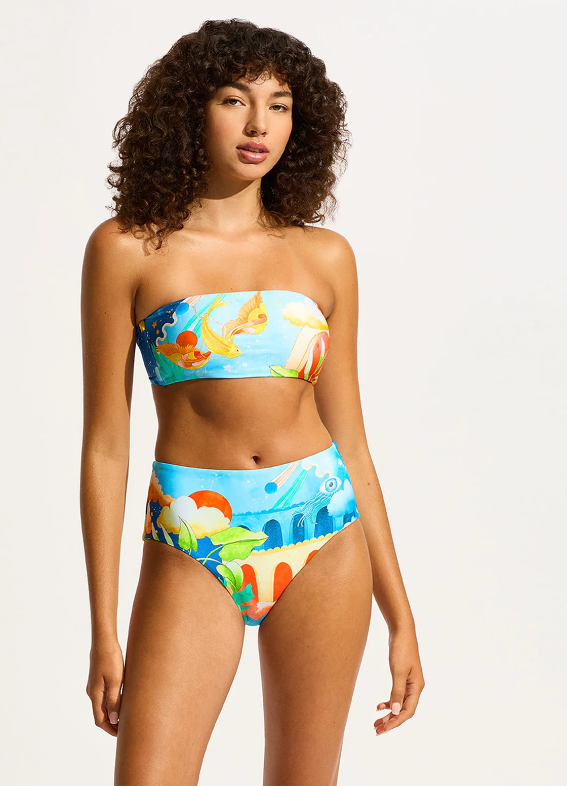 Aquarius High Waisted Bikini Bottom - Turquoise