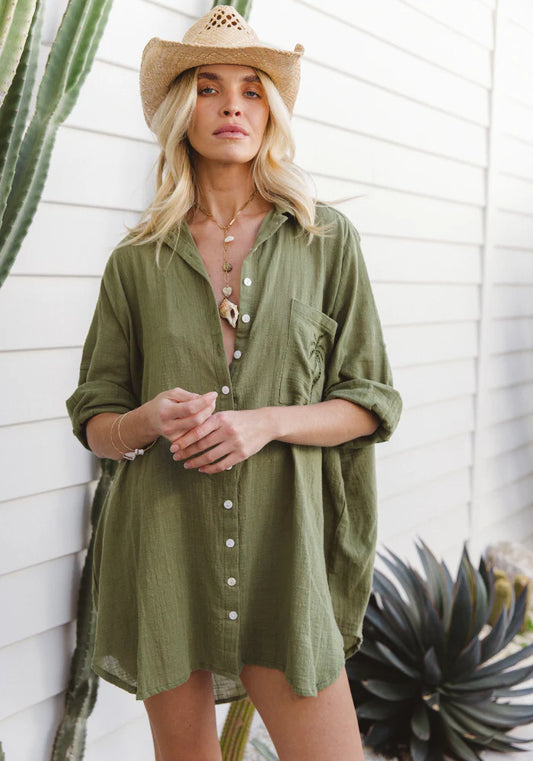 3 Palm Shirt Dress - Cactus