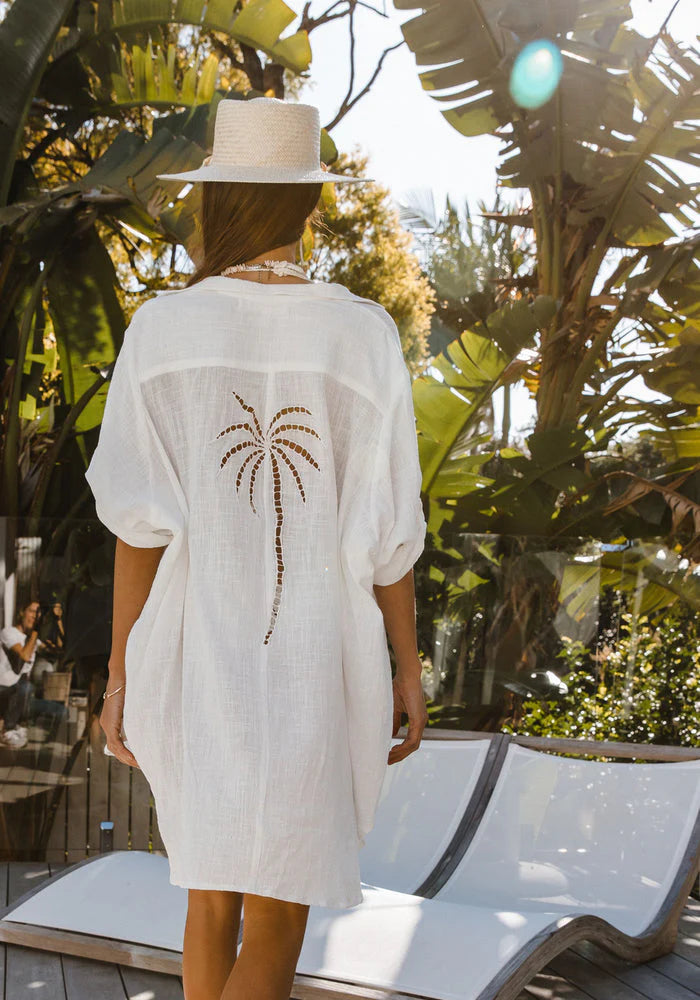 3 Palm Shirt Dress - White