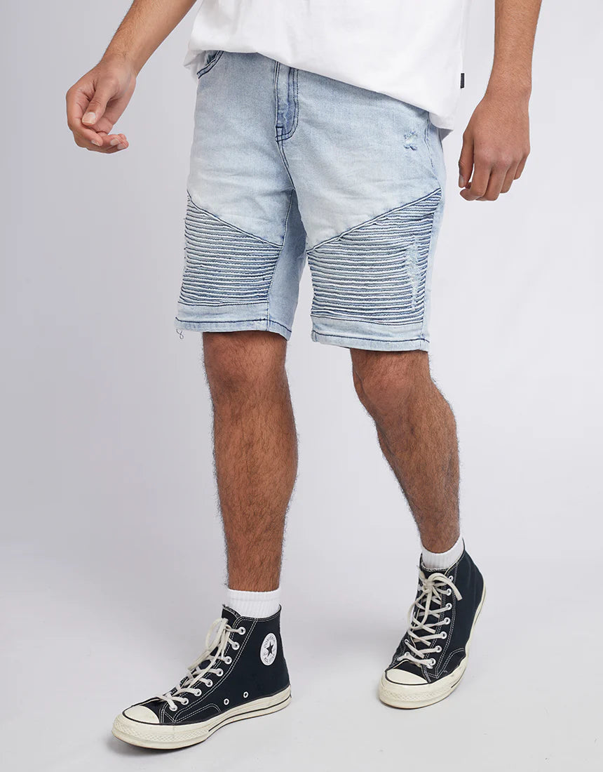 Strung Out Moto Denim Short - Vintage Indigo