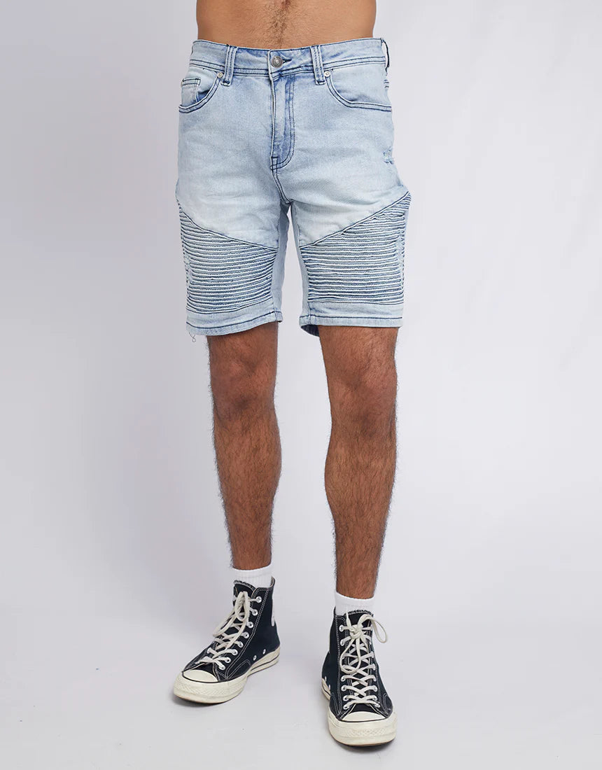 Strung Out Moto Denim Short - Vintage Indigo