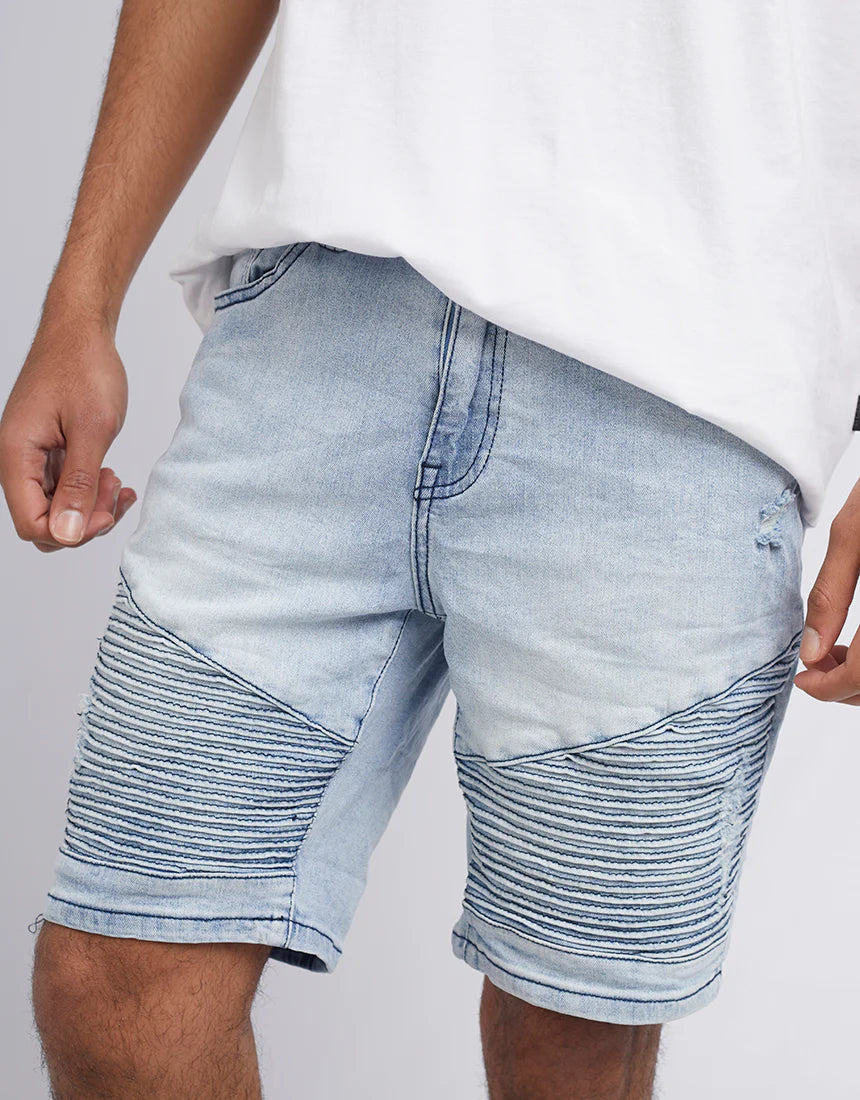 Strung Out Moto Denim Short - Vintage Indigo