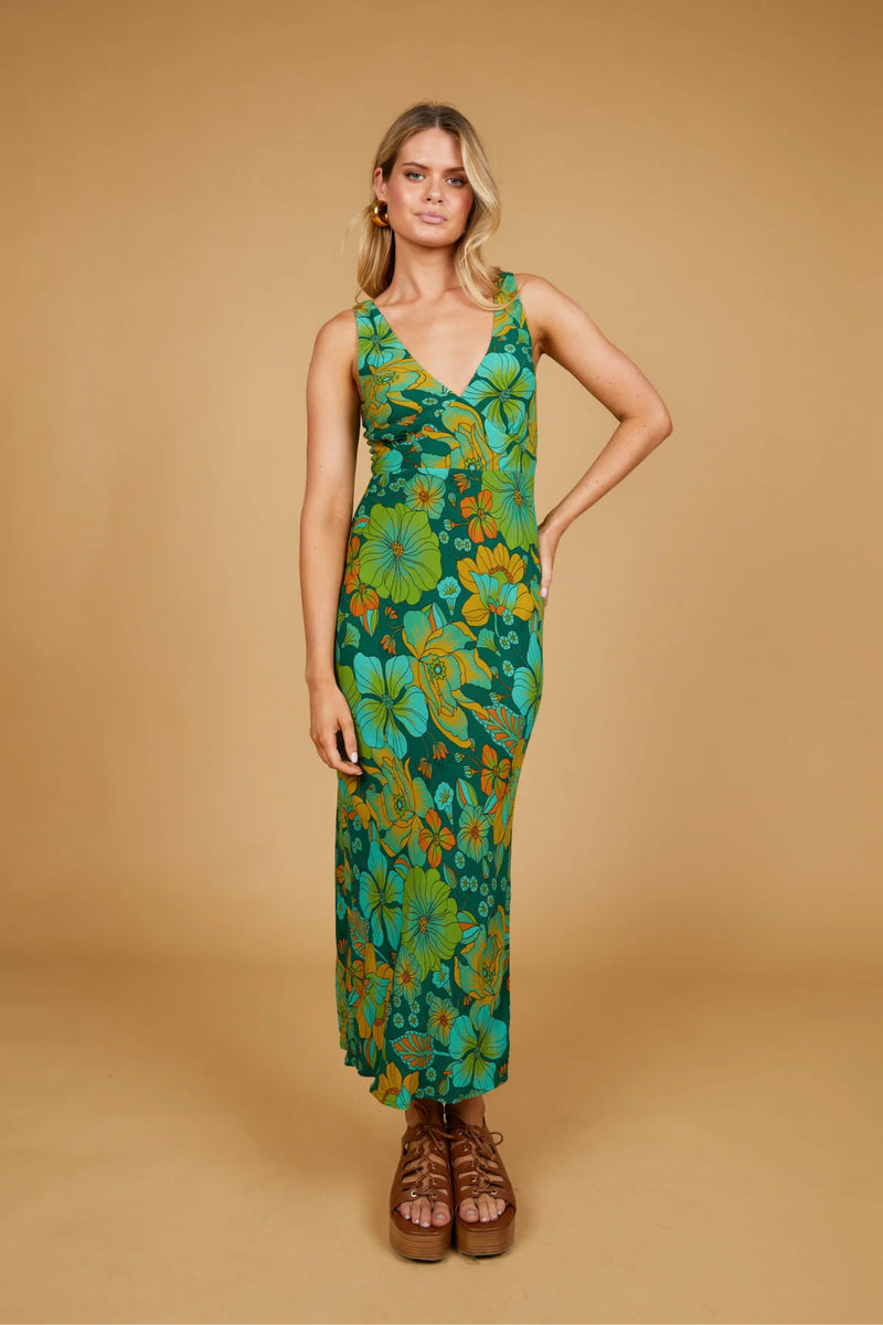 Sarah Bias Midi Dress - Emerald