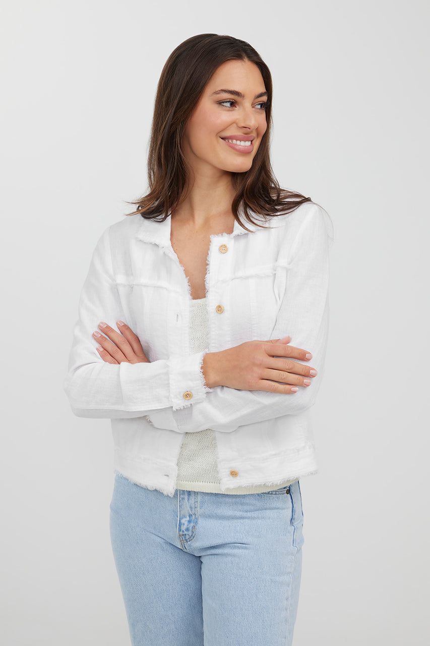 Bella Linen Jacket - White