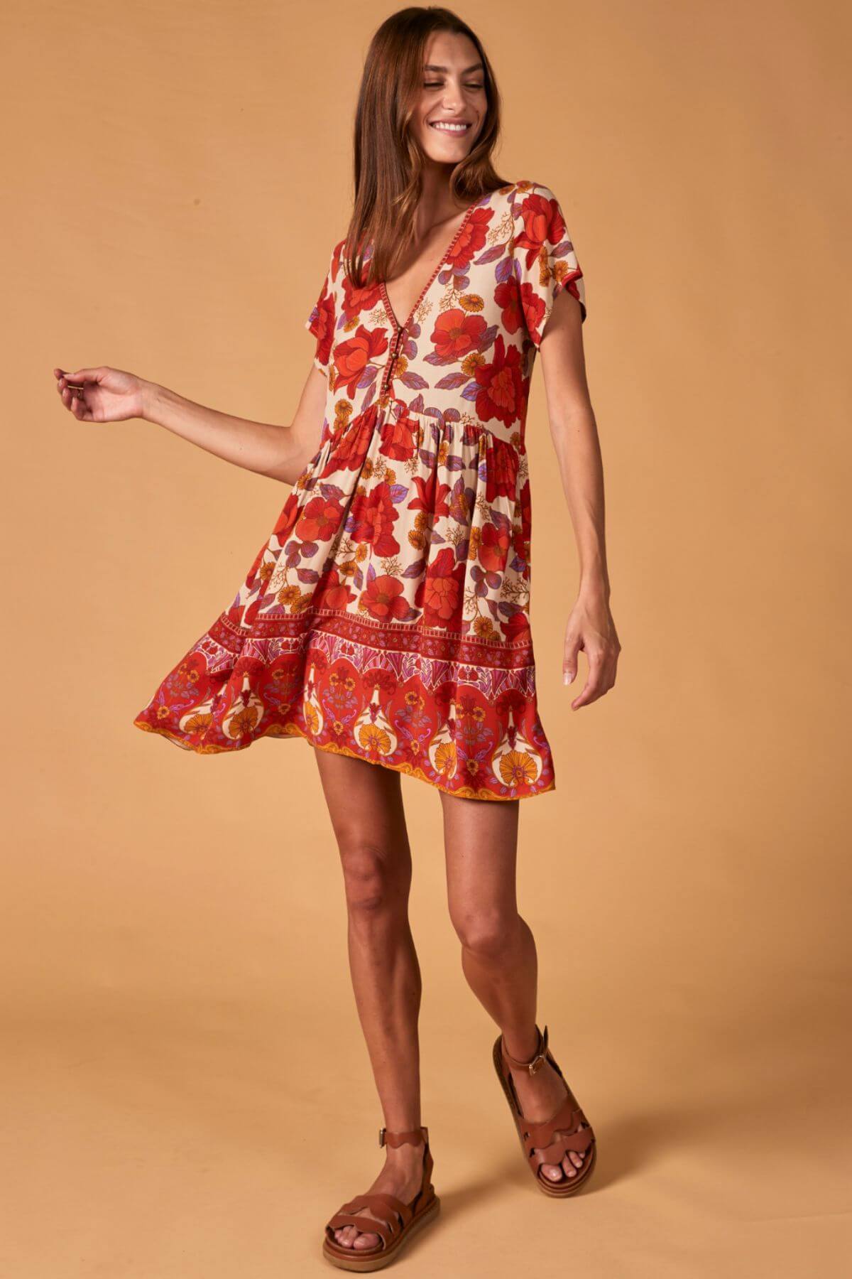 Bloom Mini Dress - Crimson Rose