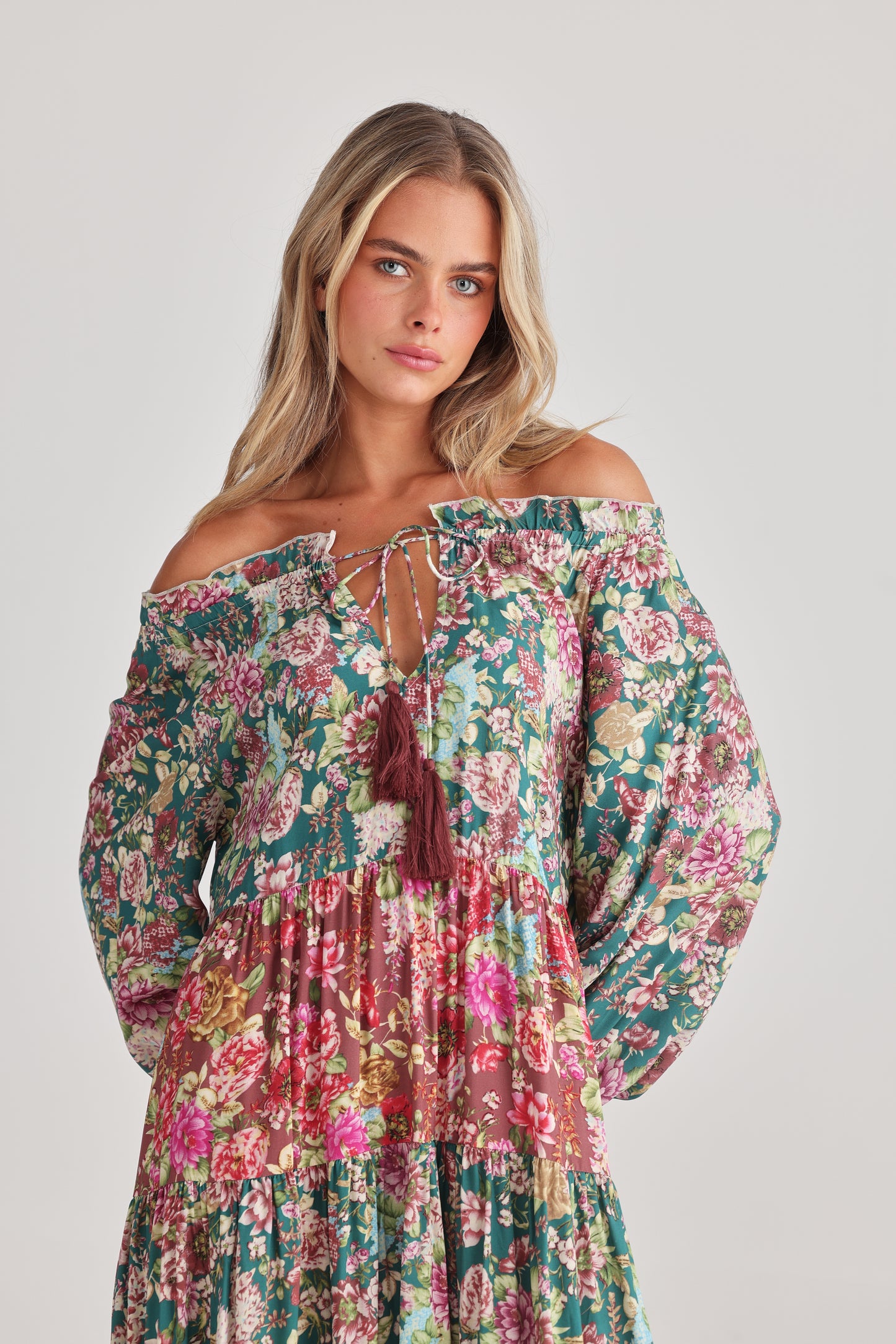 Damascus Mid Sleeve Dress - Rose Garden