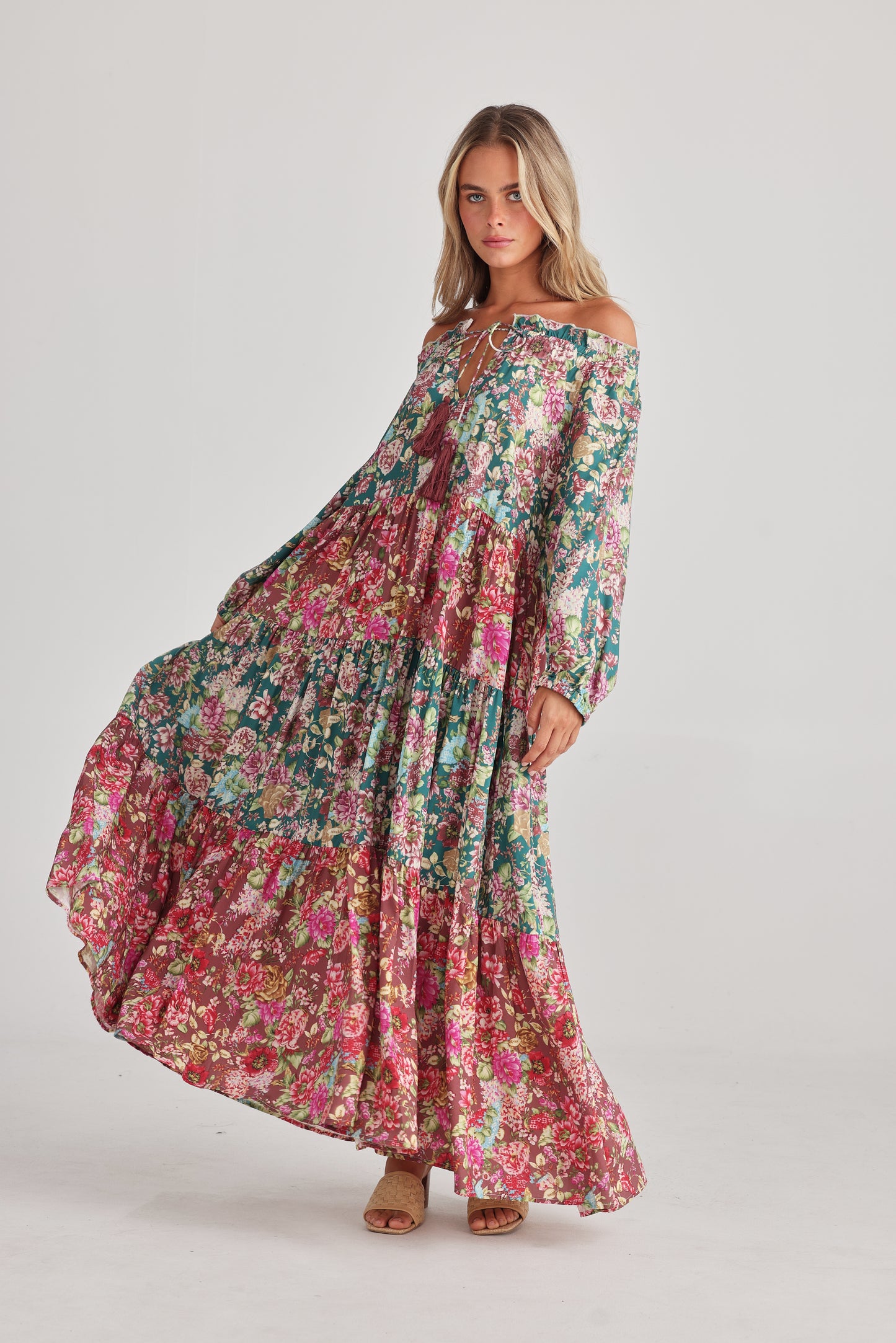 Damascus Mid Sleeve Dress - Rose Garden