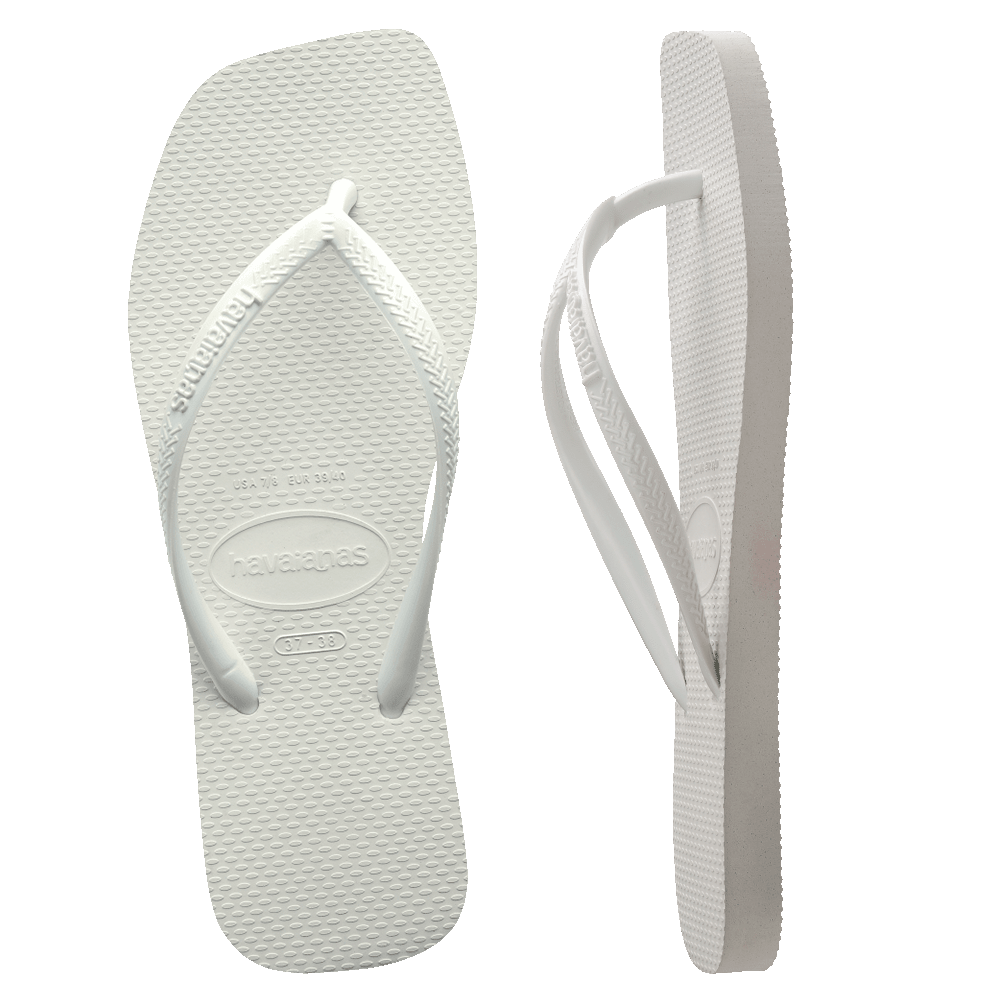 Slim Square Toe Thongs - Solid White