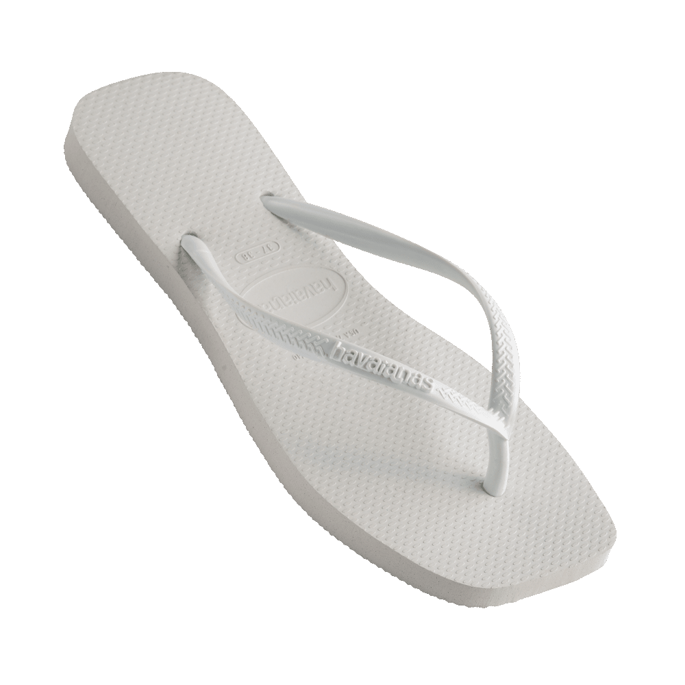 Slim Square Toe Thongs - Solid White