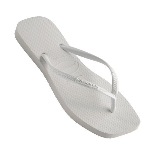 Slim Square Toe Thongs - Solid White