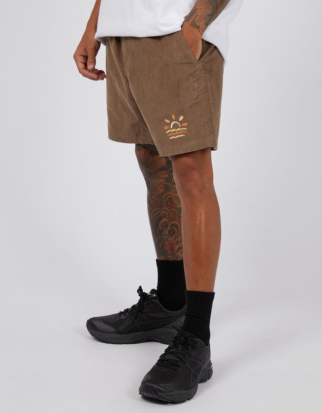 Wind Down Cord Shorts - Brown