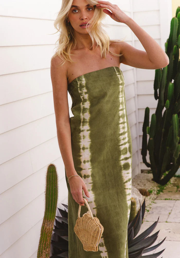 Strapless Tie Dye Dress - Cactus